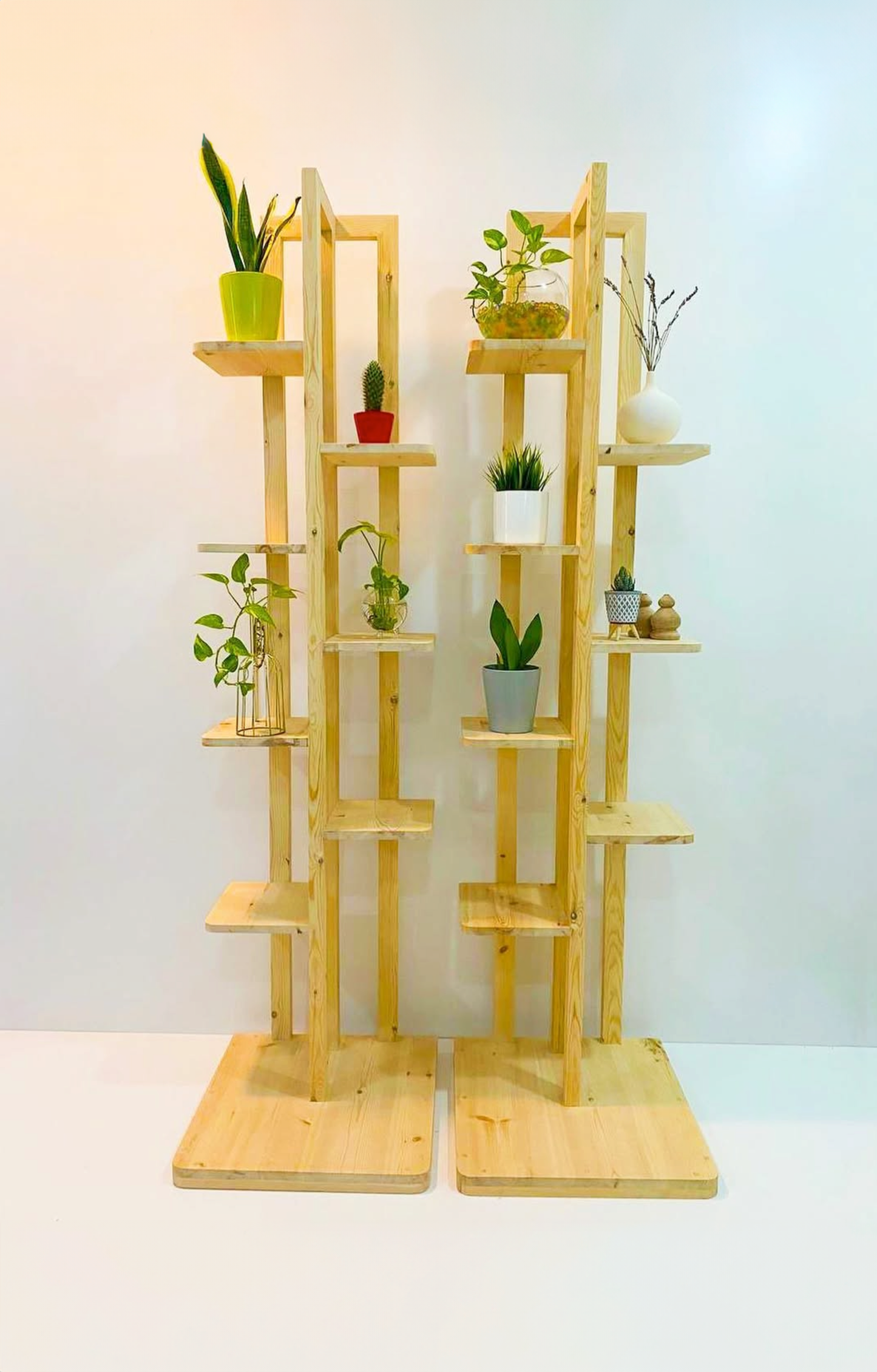 Luckyseven solid wood plant stand Maldives seven-slot design — Tenon