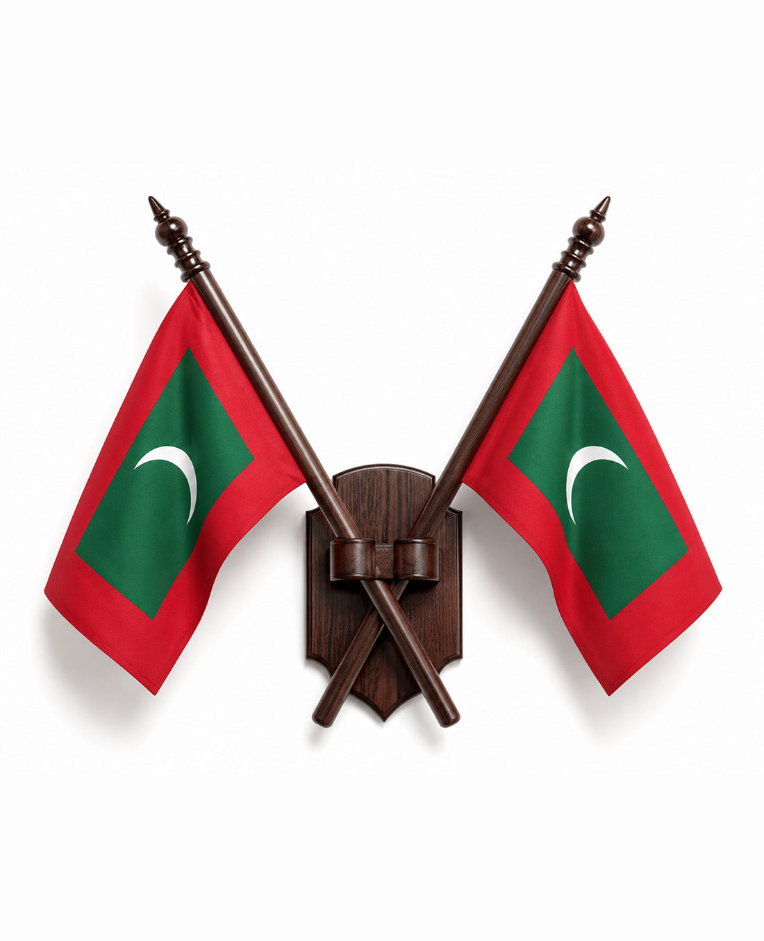 Rayah crossed solid wood flag poles Maldives ceremonial display — Tenon