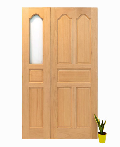 Trifactor solid wood and glass door Maldives with modern panel design — Tenon